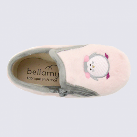 Chaussons Bellamy, chaussons bébé fille motif pingouin rose Chaussons Bellamy, chaussons bébé fille motif pingouin rose