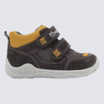 Chaussures Superfit, chaussures à velcros garçons bi-matières gris/jaune