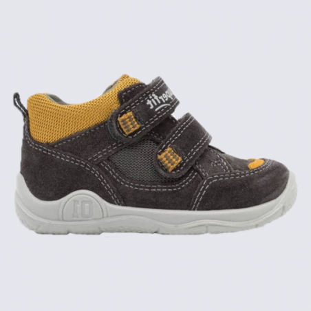 Chaussures Superfit, chaussures à velcros garçons bi-matières gris/jaune