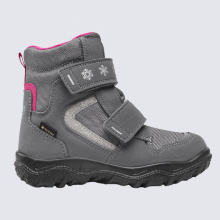 Bottes Superfit, bottes fourrées Gore-Tex fille en simili-cuir gris/rose