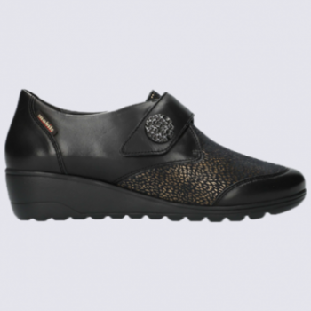 Chaussures Mobils, chaussures à velcros femme en cuir noir