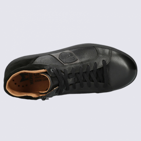 Baskets Mephisto, baskets hautes homme en cuir noir