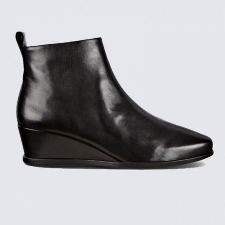 Bottines Ecco, bottines compensées tendances femme en cuir noir