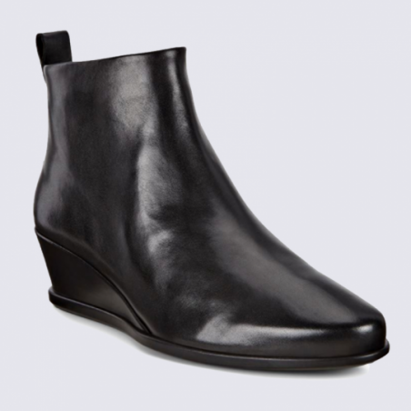 Bottines Ecco, bottines compensées tendances femme en cuir noir