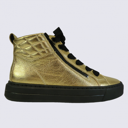 Chaussures montantes Ara, chaussures tendances matelassées en cuir doré