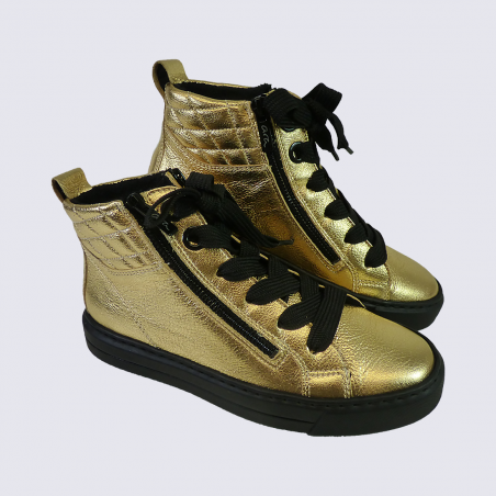 Chaussures montantes Ara, chaussures tendances matelassées en cuir doré
