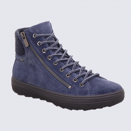 Chaussures montantes Legero, chaussures pour femme en cuir bleu