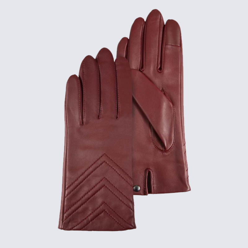 Gants Femme tactiles cuir et tissu Rouge