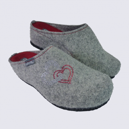 Mules Ara, mules pour femme en feutre gris