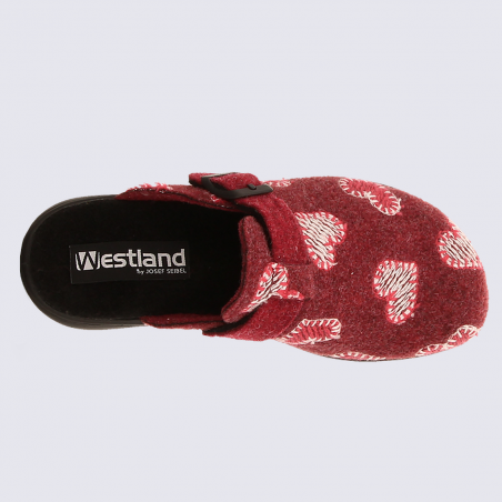 Mules Westland by Josef Seibel, mules confort motif cœur femme en laine rouge carmin