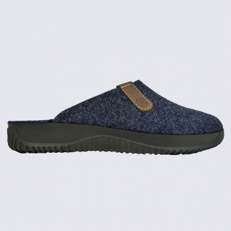 Mules Rohde, mules hiver homme en feutre bleu ocean