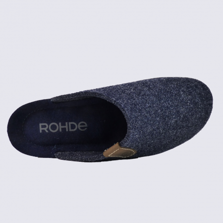 Mules Rohde, mules hiver homme en feutre bleu ocean