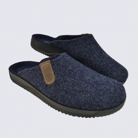 Mules Rohde, mules hiver homme en feutre bleu ocean