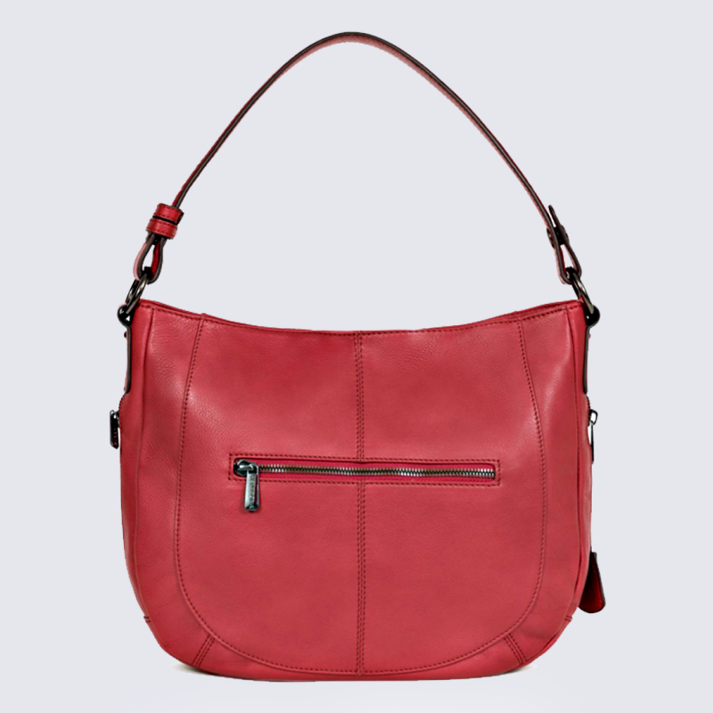 Besace Hexagona, besace femme en cuir carmin | Igert Chaussure&Maroquinerie