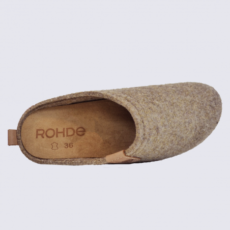 Mules Rohde, mules hiver femme en feutre beige gingembre