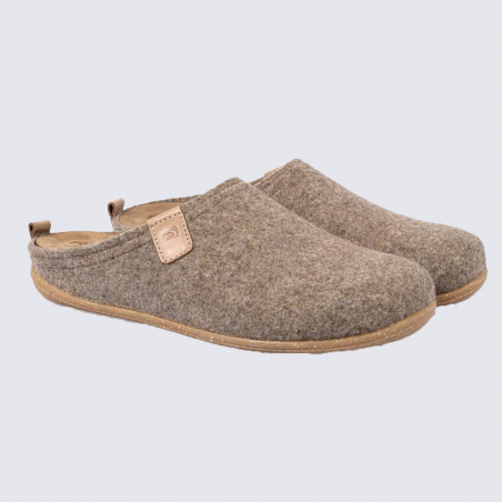 Mules Rohde, mules hiver femme en feutre beige gingembre