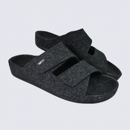 Mules Vital, mules homme en feutre de laine noir