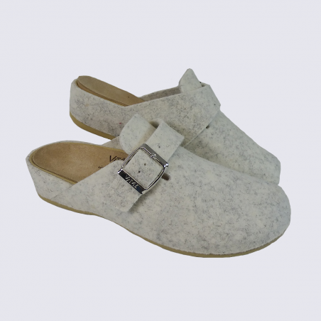 Mules Rohde, mules femme en feutre de laine blanc