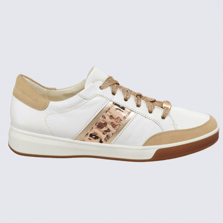 Baskets Ara, baskets à lacets tendance femme en cuir blanc et beige Baskets Ara, baskets à lacets tendance femme en cuir blanc et beige