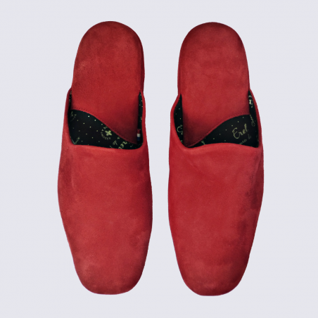 Mules Erel, mules confortables homme en cuir rouge