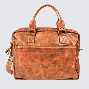 Sac business Bear, sac de travail/ordinateur en cuir cognac
