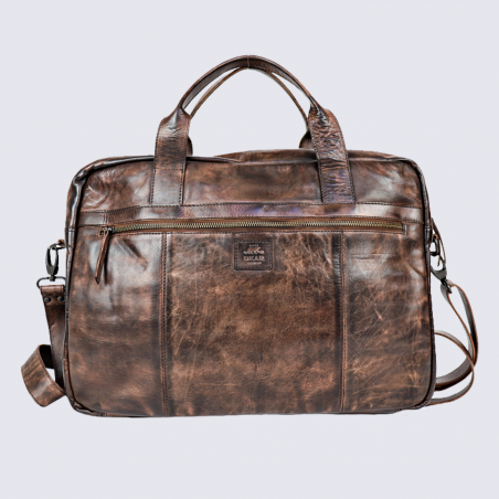 Sac de travail Bear, sac de travail pour ordinateur en cuir brun