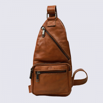Sac à bandoulière Bear, sac à bandoulière homme en cuir cognac