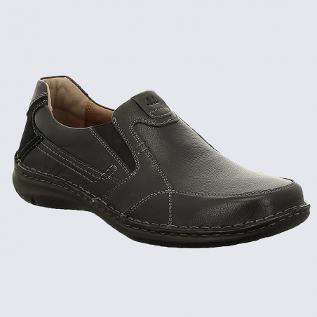 Chaussures Josef Seibel, chaussures ultra confort homme en cuir lisse noir