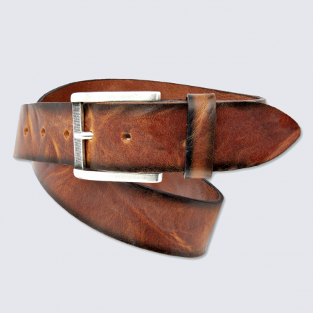 Ceinture Bernd Götz, ceinture homme en cuir cognac