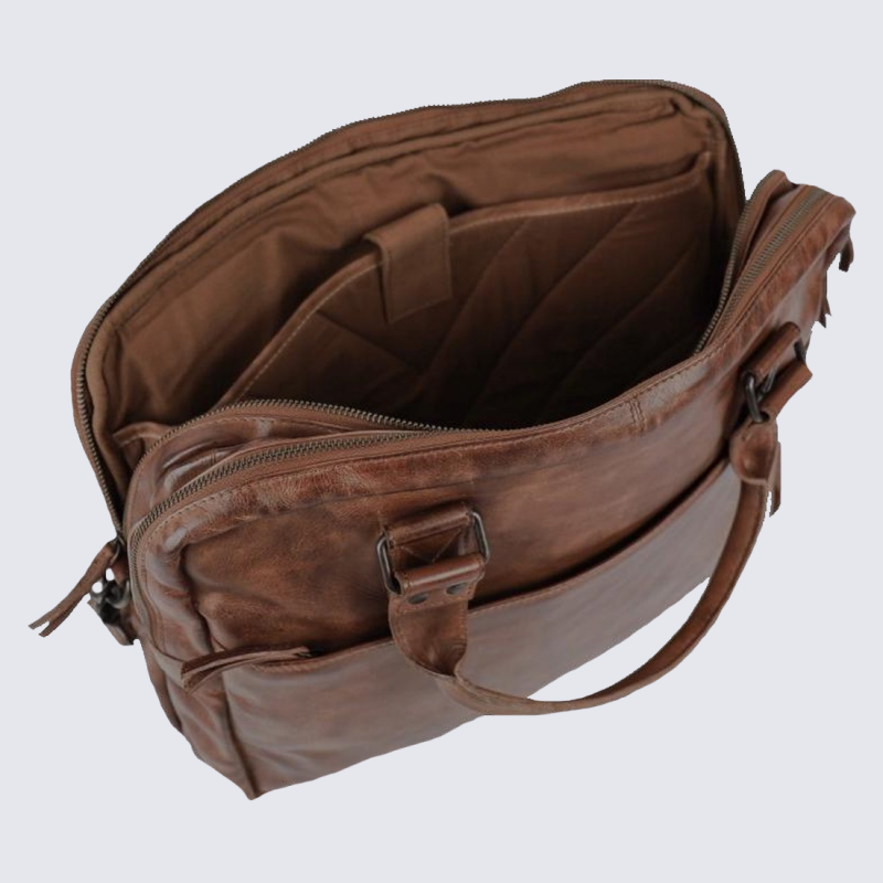 Sac business Bear, sac de travail/ordinateur en cuir brun