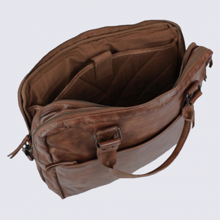 Sac business Bear, sac de travail/ordinateur en cuir brun