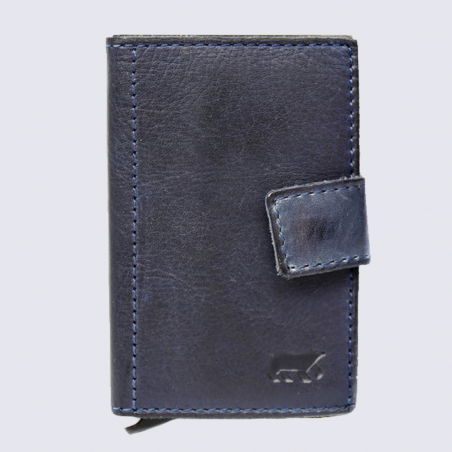 Mini portefeuille Bear, mini portefeuilles intelligent en cuir bleu