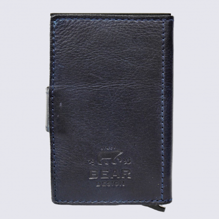 Mini portefeuille Bear, mini portefeuilles intelligent en cuir bleu