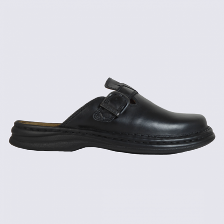 Mules Josef Seibel, mules pour homme en cuir noir