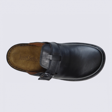 Mules Josef Seibel, mules pour homme en cuir noir