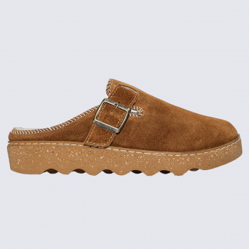 Mules Rohde, mules fourrées femme en feutre et laine marron