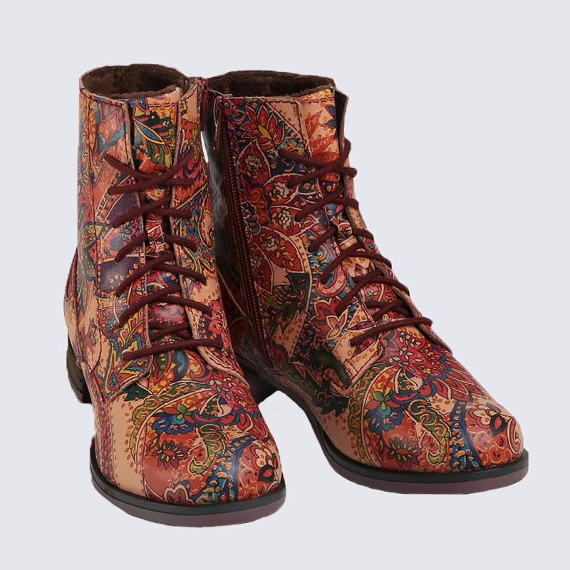 Bottines Josef Seibel, bottines tendances pour femme en cuir carmin