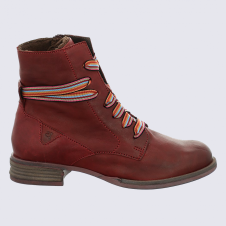 Bottines Josef Seibel, bottines tendances pour femme en cuir bordeaux