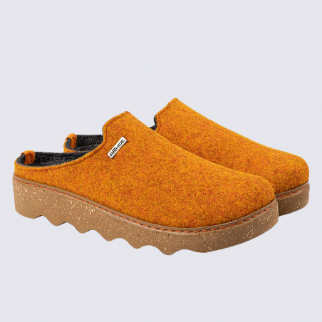 Mules Rohde, mules confortable femme en feutre couleur orange renard