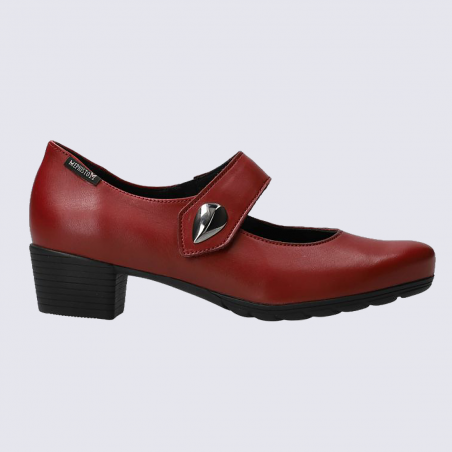 Ballerines Mephisto, ballerines à bride et à talon femme en cuir rouge sang de bœuf