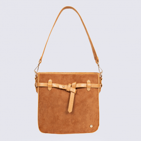 Sac porté épaule Hexagona, sac porté épaule femme ocre