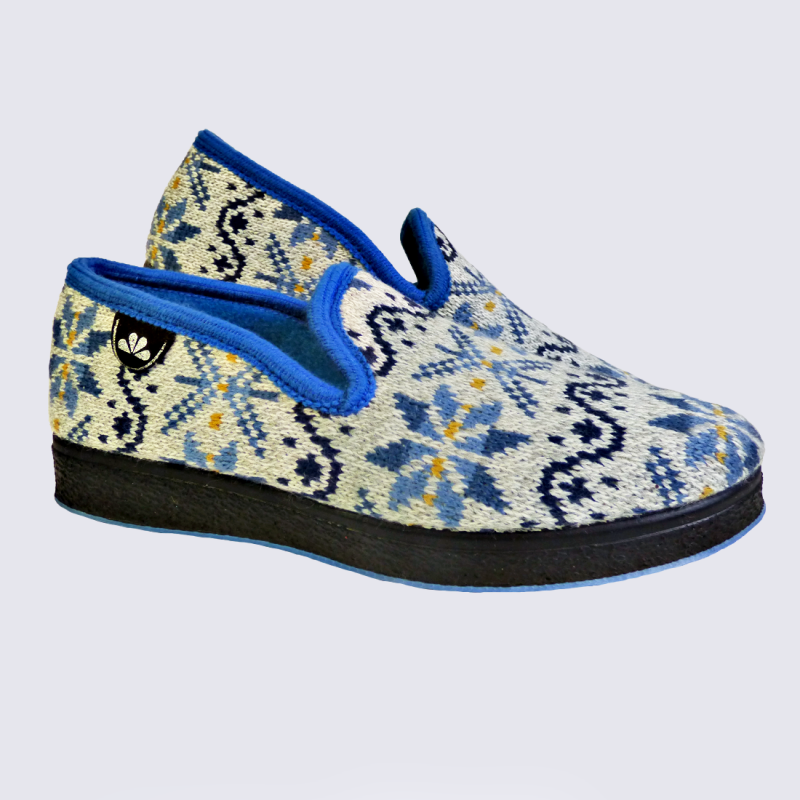 Chaussons Semelflex, chaussons charentaises chaudes femme bleu