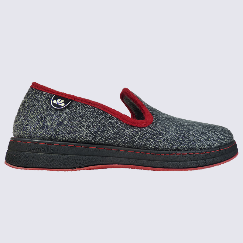 Chaussons Semelflex, chaussons charentaises chaudes homme anthracite