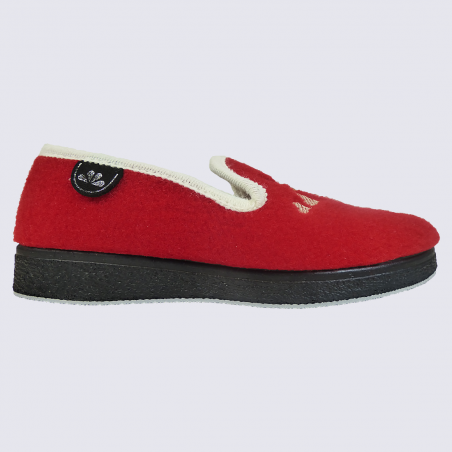 Chaussons Semelflex, chaussons charentaises chaudes femme dépareillé rouge