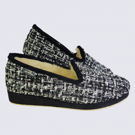 Chaussons Semelflex, chaussons charentaises chaudes femme en tweed gris Chaussons Semelflex, chaussons charentaises chaudes femme en tweed gris