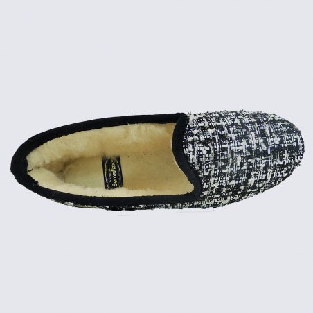 Chaussons Semelflex, chaussons charentaises chaudes femme en tweed gris Chaussons Semelflex, chaussons charentaises chaudes femme en tweed gris