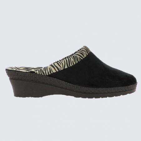 Mules Rohde, mules tendance avec bordure zèbre femme noir