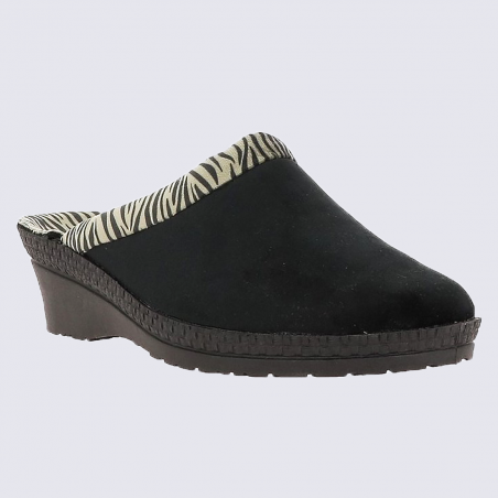 Mules Rohde, mules tendance avec bordure zèbre femme noir