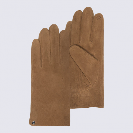 Gants Isotoner, gants classiques femme en cuir cognac