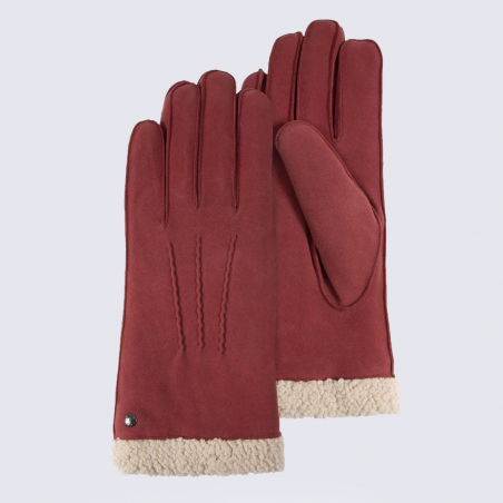 Gants pour femme Isotoner en cuir d'agneau pleine fleur rouge